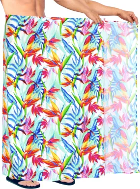 La Leela Men's Hawaiian Beach Wrap Sheer Sarong Swimming Bathing Suit Towel Beachwear Swim Pareo Cover up Long 72"X42"  Blue 913587