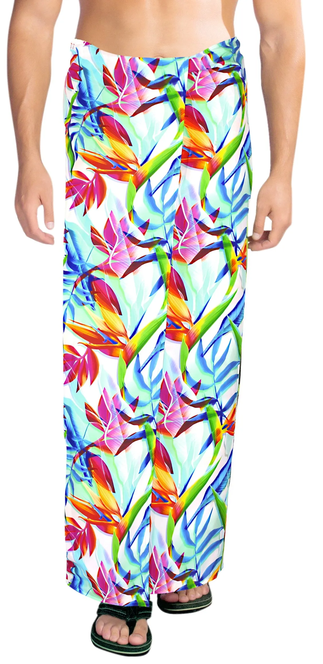 La Leela Men's Hawaiian Beach Wrap Sheer Sarong Swimming Bathing Suit Towel Beachwear Swim Pareo Cover up Long 72"X42"  Blue 913587