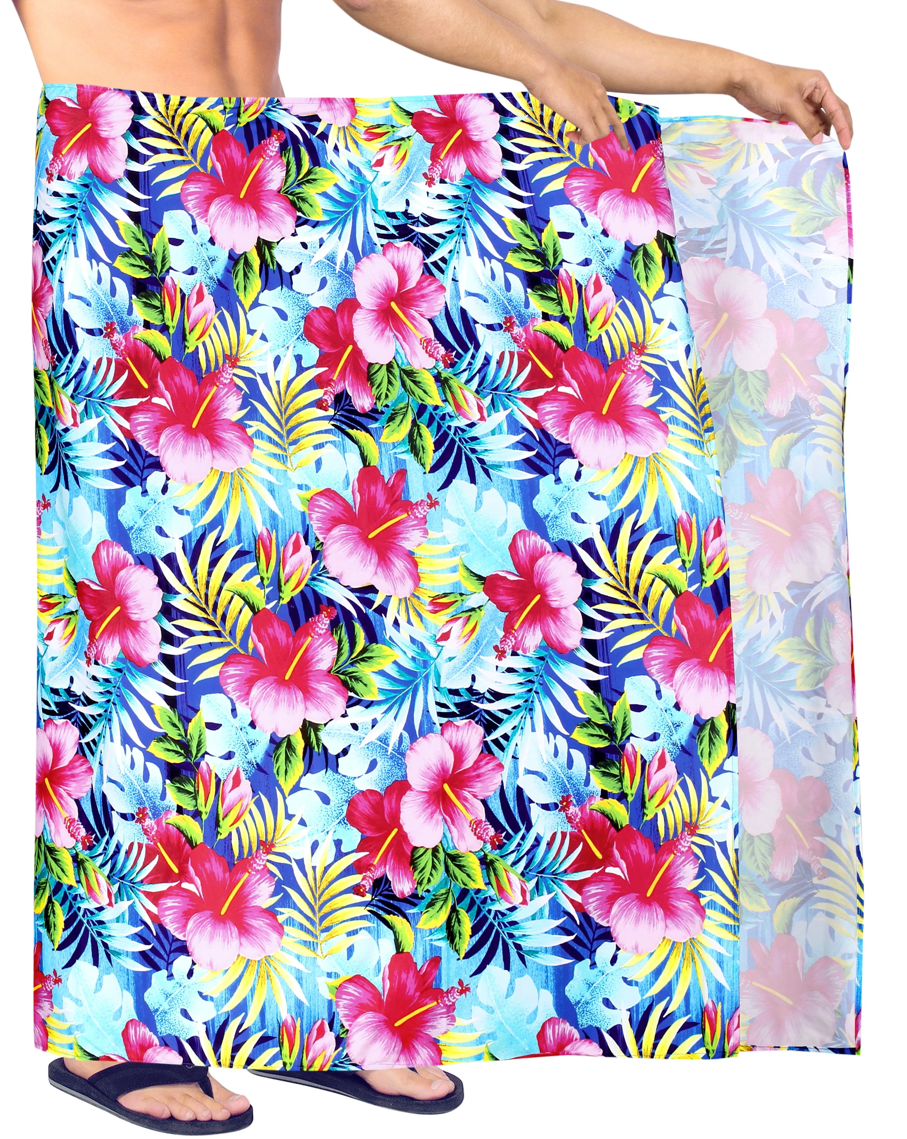 La Leela Men's Hawaiian Beach Wrap Sheer Sarong Swimming Bathing Suit Towel Beachwear Swim Pareo Cover up Long 72"X42"  Multicoloured 909780