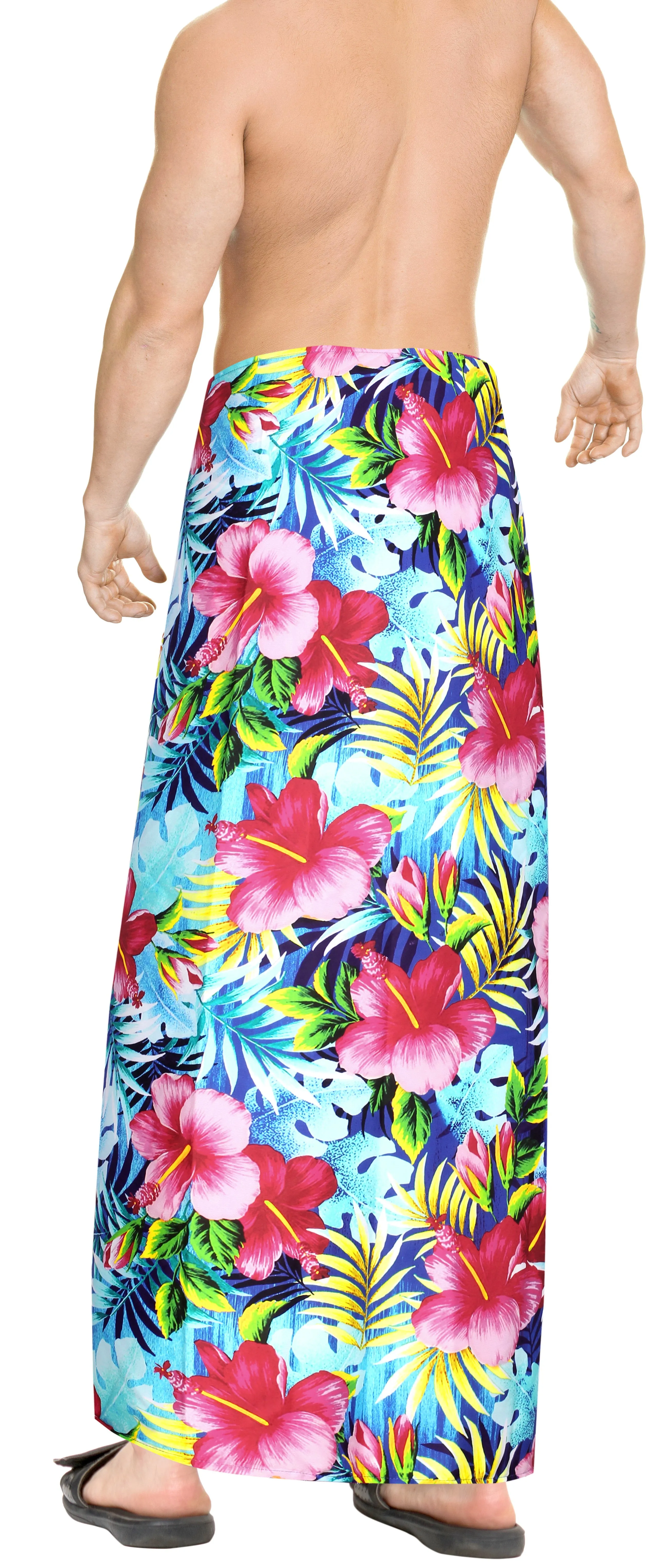 La Leela Men's Hawaiian Beach Wrap Sheer Sarong Swimming Bathing Suit Towel Beachwear Swim Pareo Cover up Long 72"X42"  Multicoloured 909780