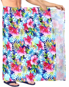 La Leela Men's Hawaiian Beach Wrap Sheer Sarong Swimming Bathing Suit Towel Beachwear Swim Pareo Cover up Long 72"X42"  Multicoloured 909780