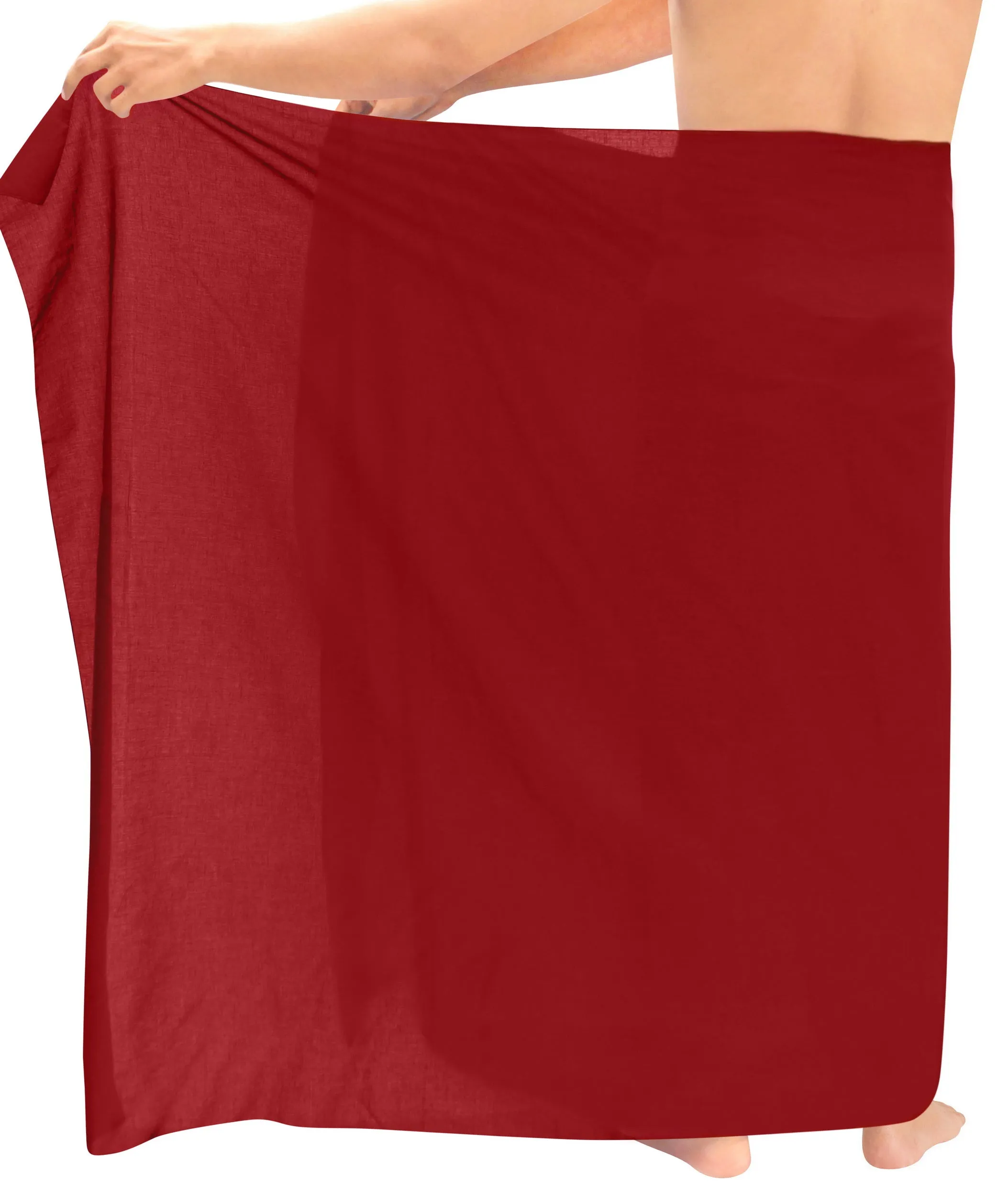 La Leela Men's Hawaiian Beach Wrap Sheer Sarong Swimming Bathing Suit Towel Beachwear Swim Pareo Cover up Long 72"X42"  Red 123672