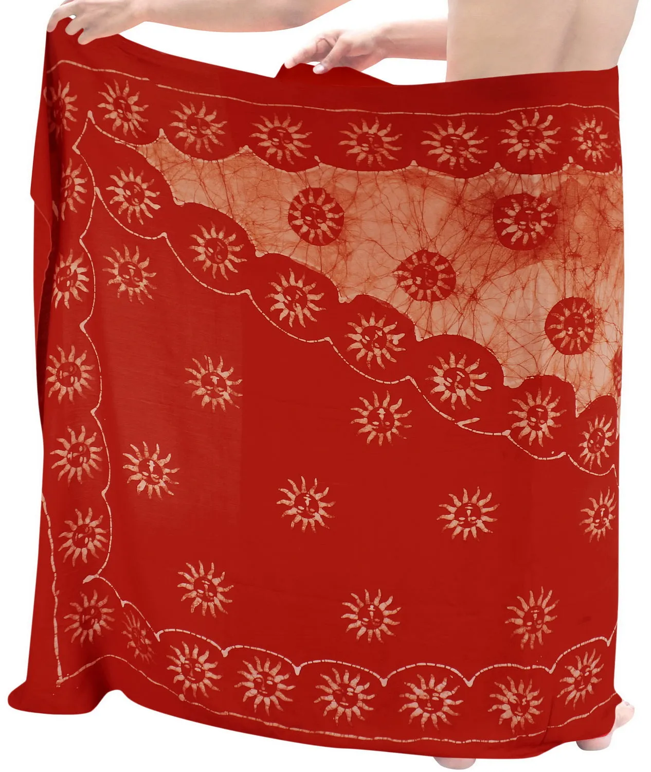 LA LEELA Rayon Batik Casual BeachWear Swimwear Wrap Men's 72"X42" Orange 6673 134561