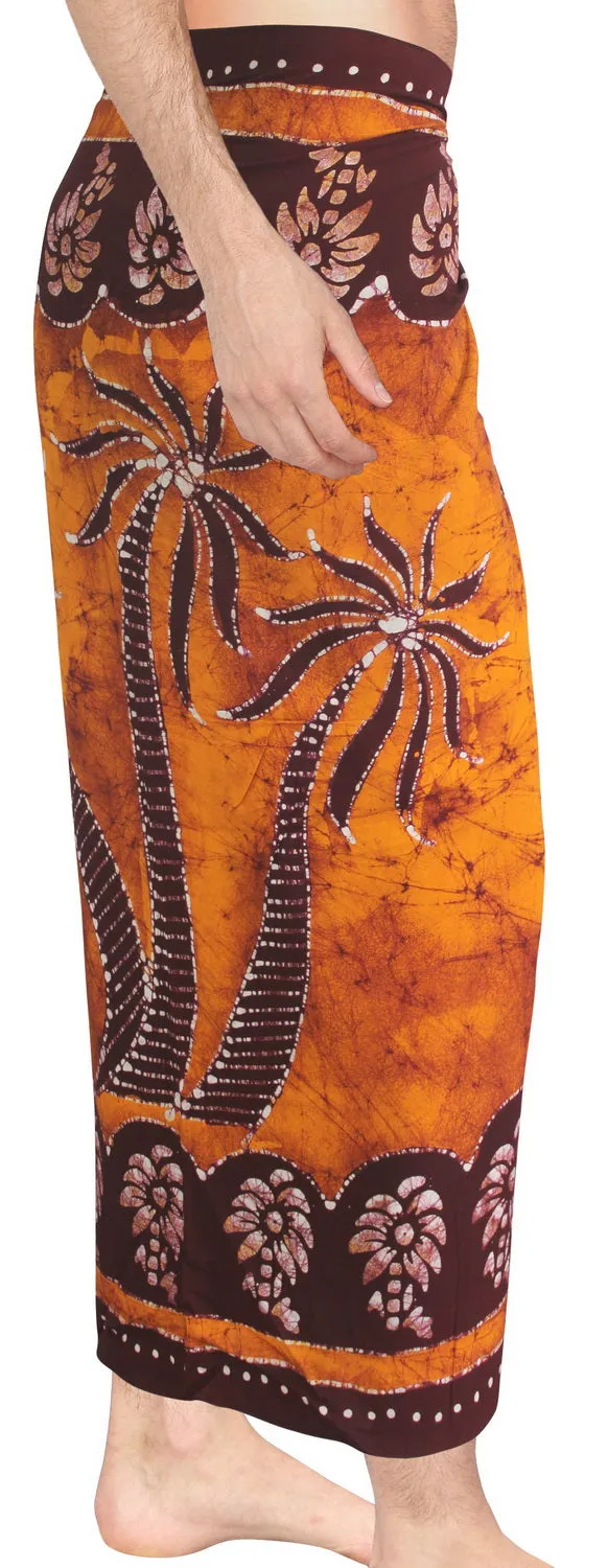 LA LEELA Rayon Batik Hawaiian Swimsuit Beach Wrap Men's  72"X42" Brown 4215 130634