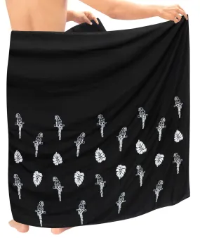 LA LEELA Rayon Solid Hawaii Casual Beach Swimwear Wrap Mens  72"X42" Black 6706 136346