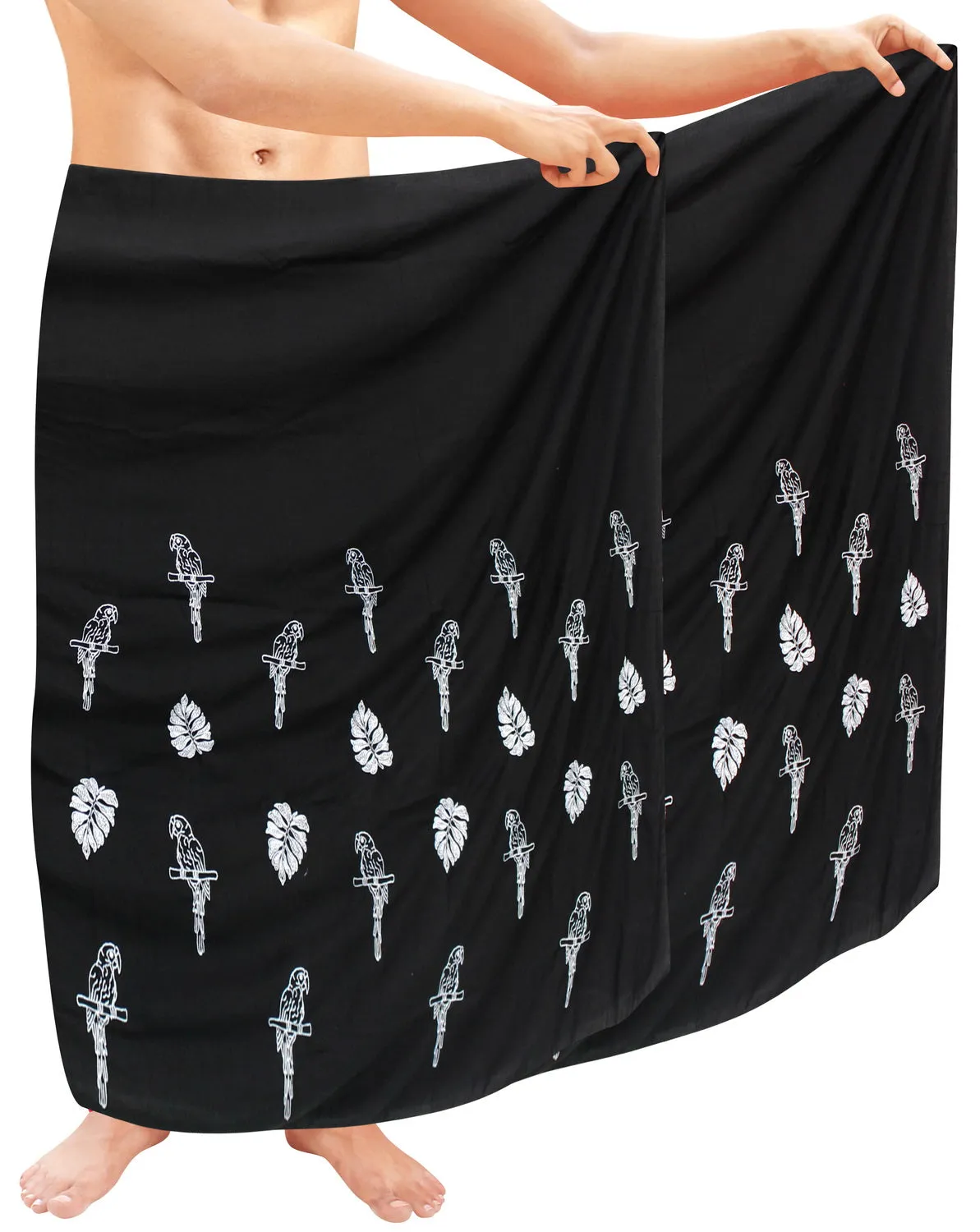 LA LEELA Rayon Solid Hawaii Casual Beach Swimwear Wrap Mens  72"X42" Black 6706 136346