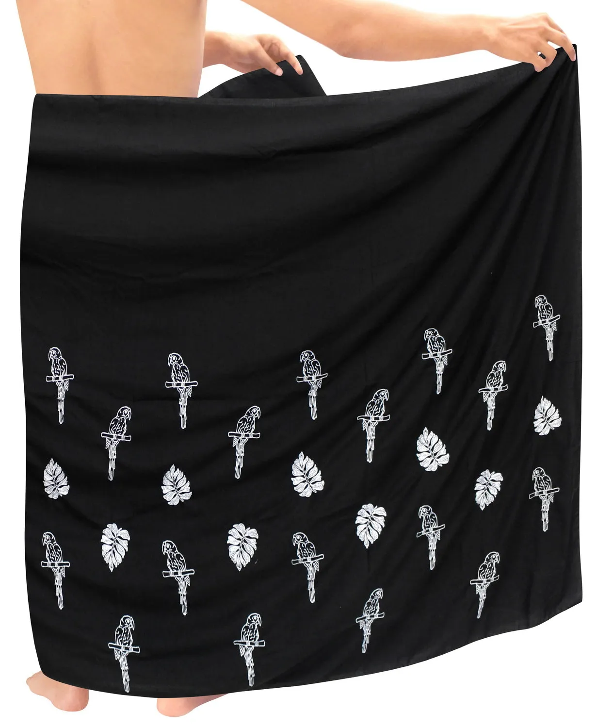 LA LEELA Rayon Solid Hawaii Casual Beach Swimwear Wrap Mens  72"X42" Black 6706 136346