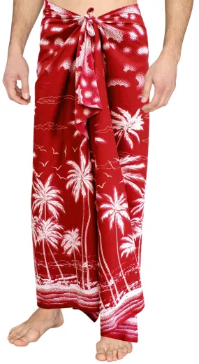 LA LEELA Soft Light Printed Surf Beach lounge Wrap Mens towel 72"X42" Red 3082 135639