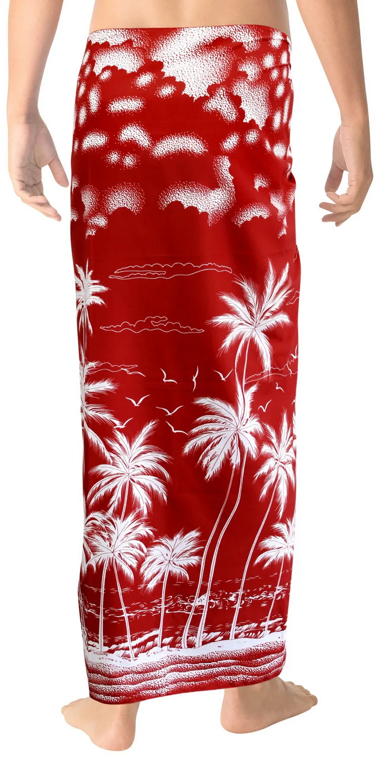 LA LEELA Soft Light Printed Surf Beach lounge Wrap Mens towel 72"X42" Red 3082 135639