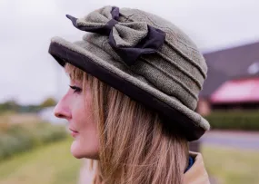 Ladies Bow Hat - Green Tweed
