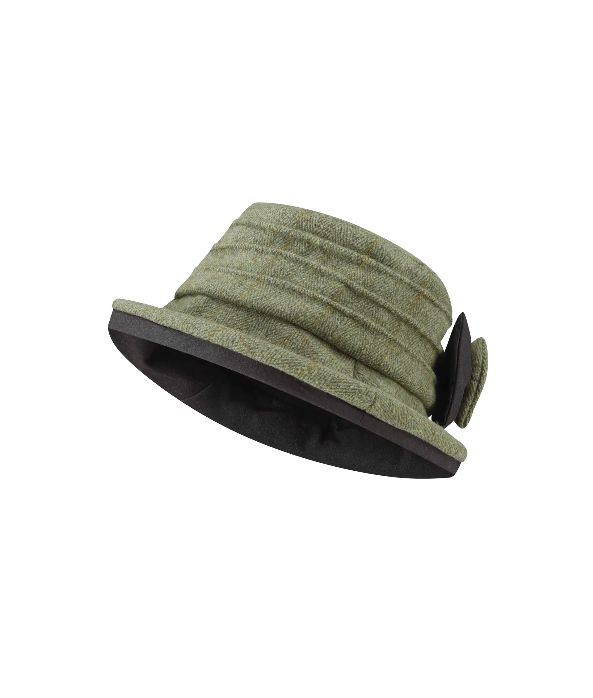 Ladies Bow Hat - Green Tweed