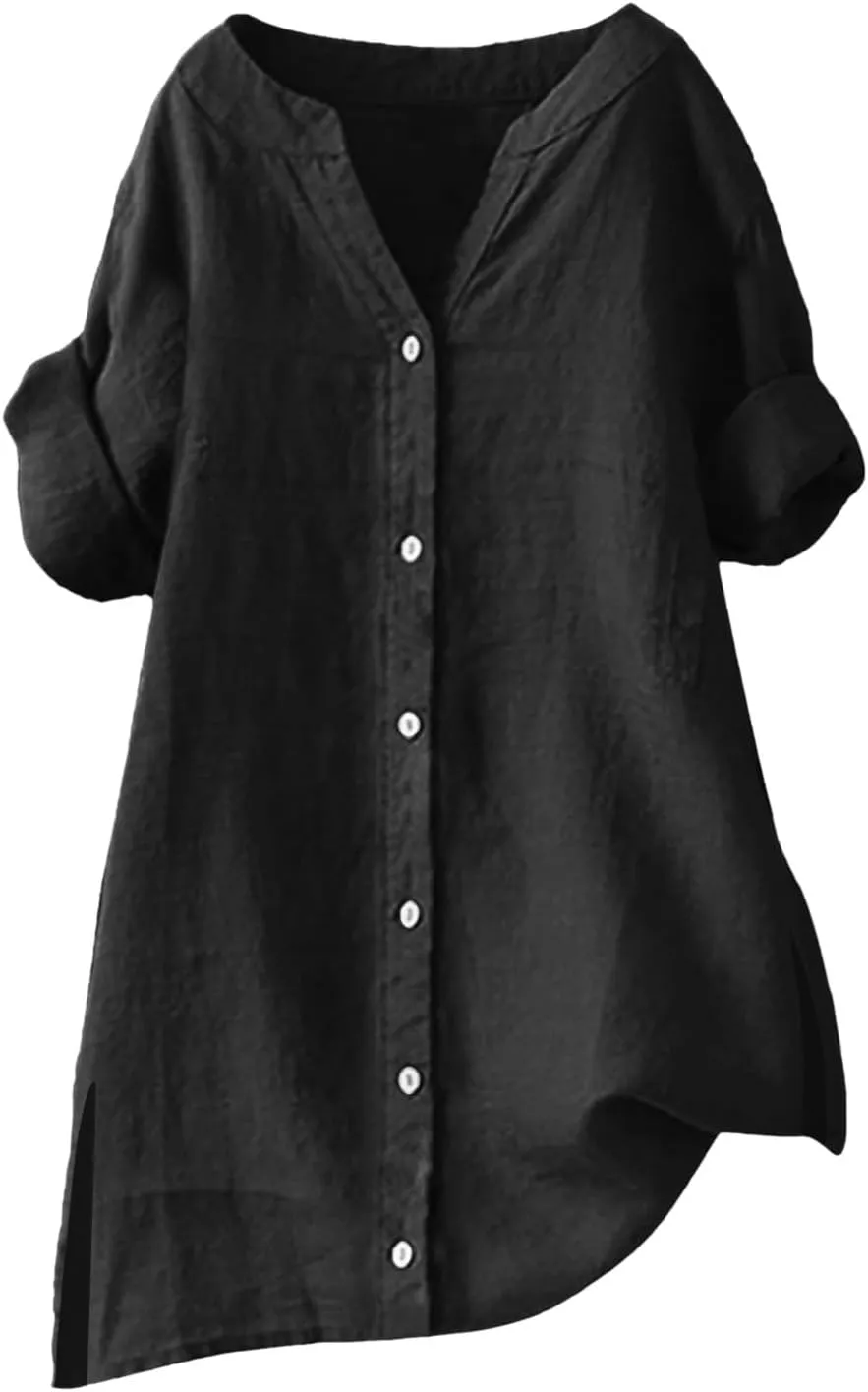 Linen Shirt for Women Breathable Tops Loose Crewneck Tops Womens Daily t Shirts Summer Shirts for Women 2025,Island