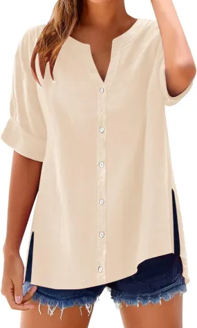 Linen Shirt for Women Breathable Tops Loose Crewneck Tops Womens Daily t Shirts Summer Shirts for Women 2025,Island
