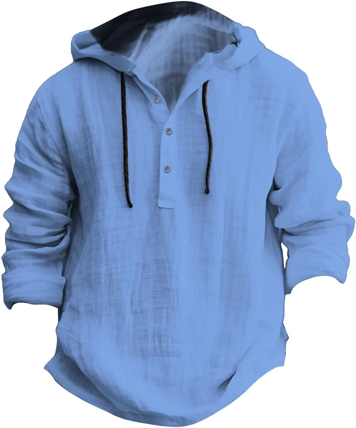 Linen Shirts for Men Lightweight Button Up Summer Cotton Linen Hoodie Long Sleeve Tee Breathable Boho Beach Yoga Shirt