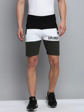 Men Black Colourblock Casual Shorts