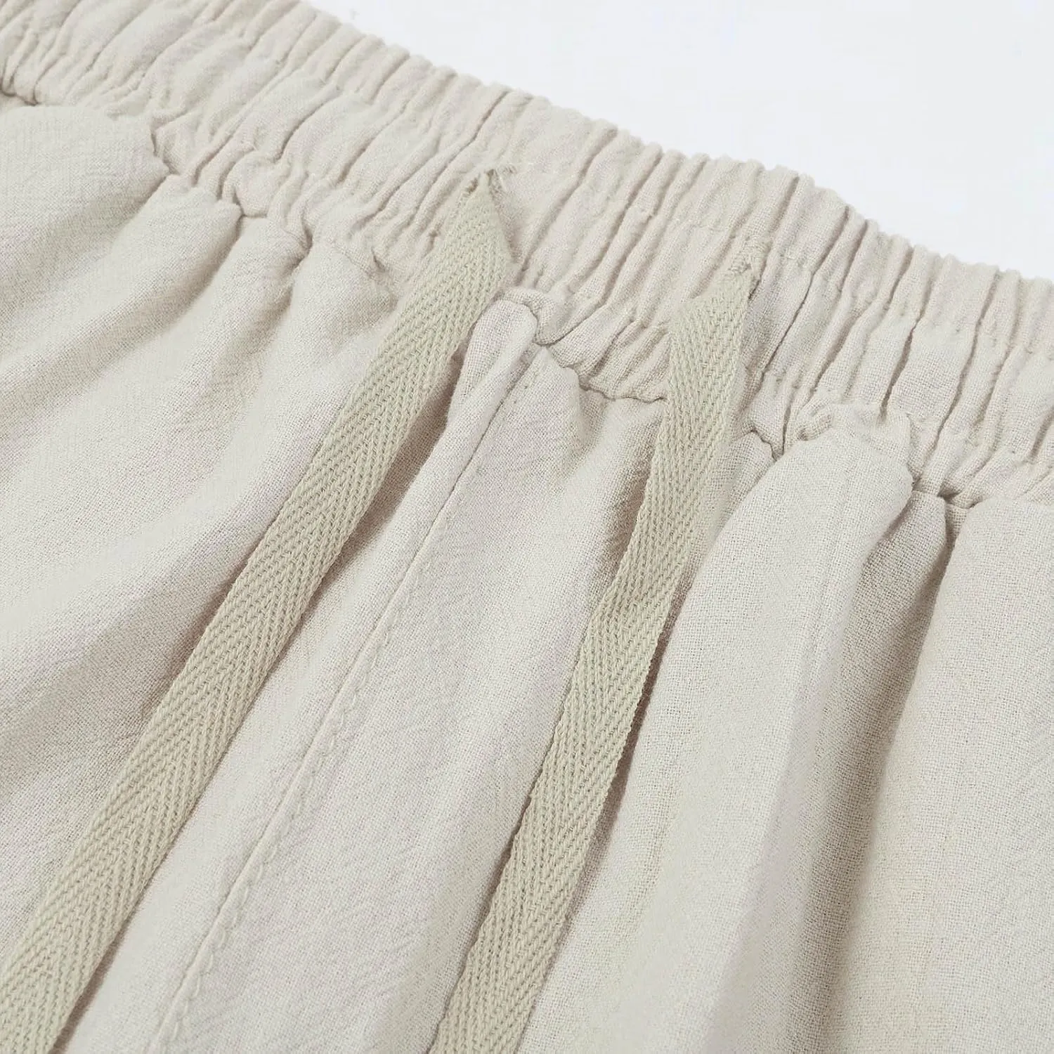 Mens 2025 Summer Linen Casual Pants Elastic Waist Summer Trousers Comfort Holiday Drawstring Yoga Pants with Pockets