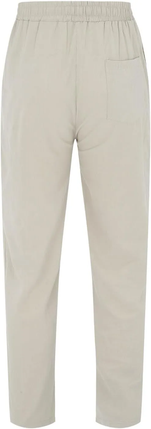 Mens 2025 Summer Linen Casual Pants Elastic Waist Summer Trousers Comfort Holiday Drawstring Yoga Pants with Pockets