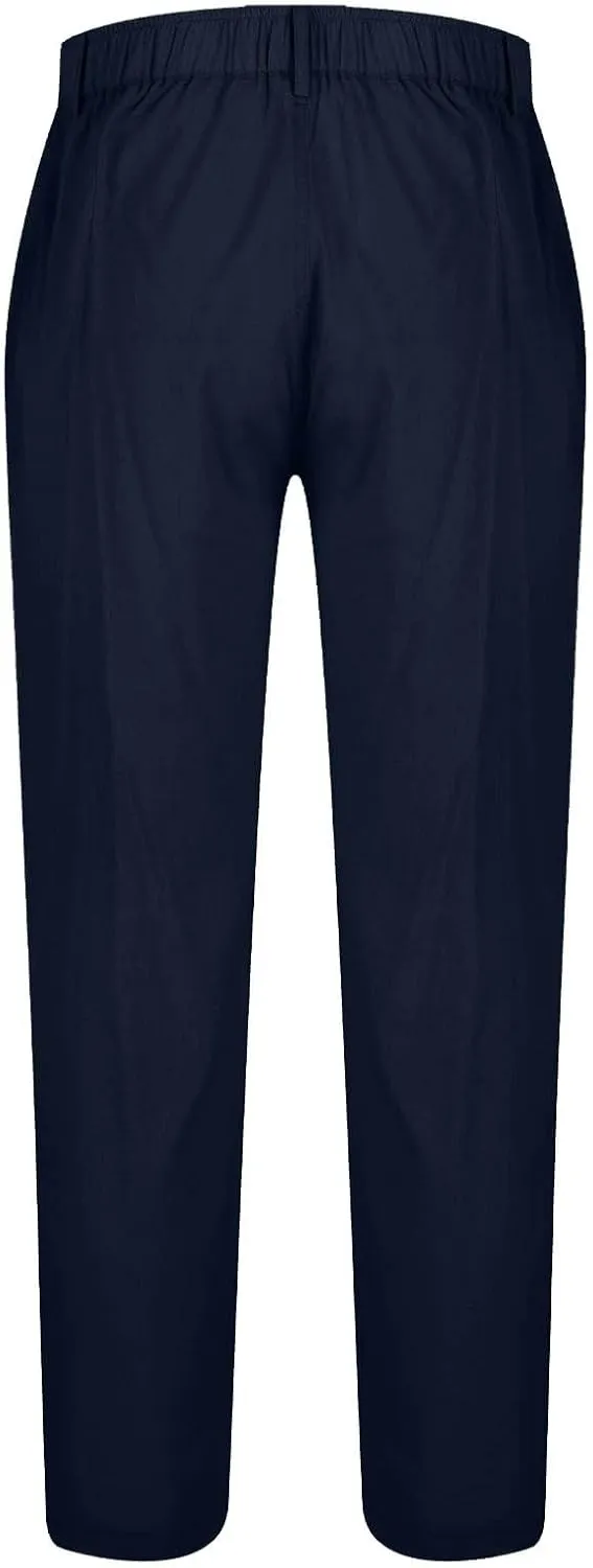 Mens Casual Lightweight Cotton Linen Pants Summer Relaxed Fit Elastic Waist Beach Pants Straight Leg Pant with Pocket