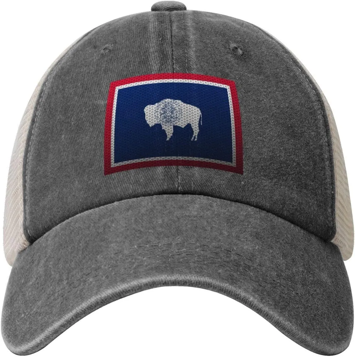 Mesh Style Flag of Wyoming Baseball Cap Women Men Mesh-Back Hat Retro Trucker Hats Sun Hat