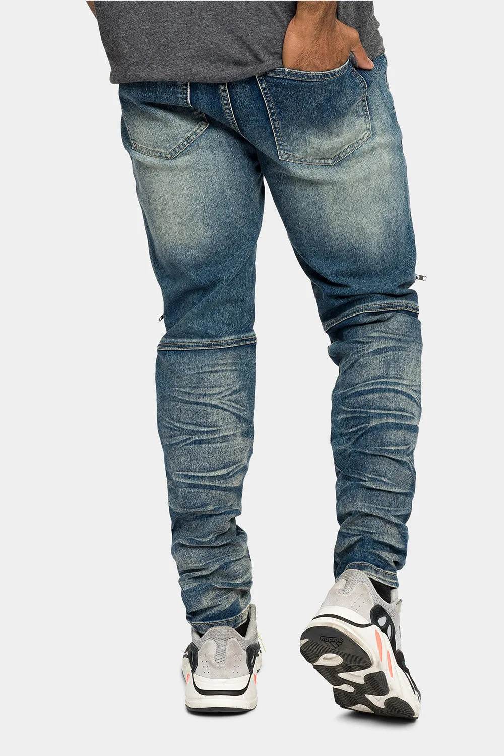 Moto Zipper Skinny Denim Jeans