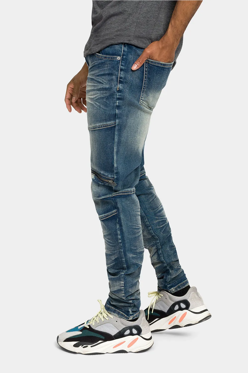 Moto Zipper Skinny Denim Jeans