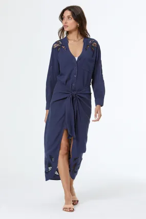Oceanside Shirt 3 in 1 Dress with Embroidery // Vintage Indigo Pigment