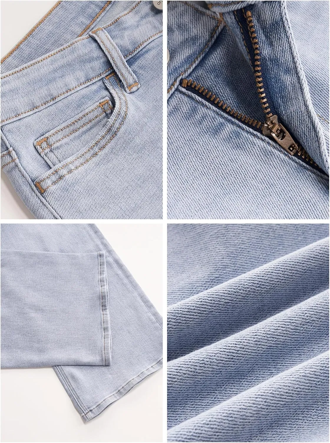 Oprah's Favorite Jeans Baggy Jeans High Waisted Wide Leg Straight Stretchy Denim Pants with Patch Pockets