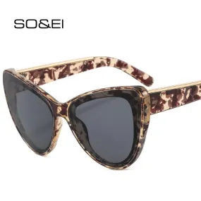 Oversized Cat Eye Women Sunglasses Retro Metal Decoration UV400