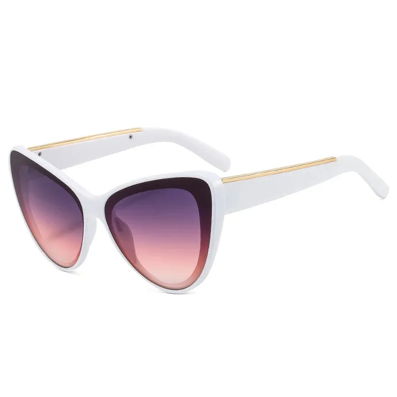 Oversized Cat Eye Women Sunglasses Retro Metal Decoration UV400