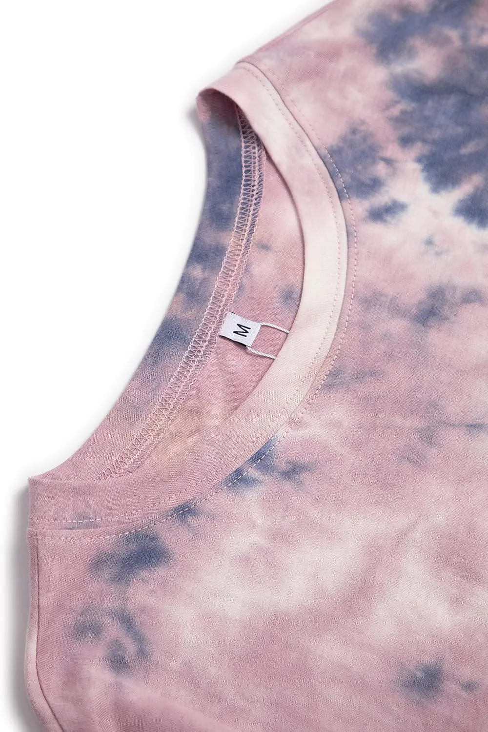 Remidoo Womens Oversized Crop Top Tie Dye Shirt Crewneck Short Sleeve T-Shirt