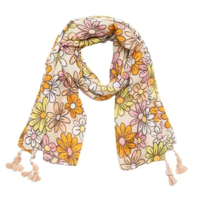 Retro Retreat - Light Weight Woven Retro Floral Scarf