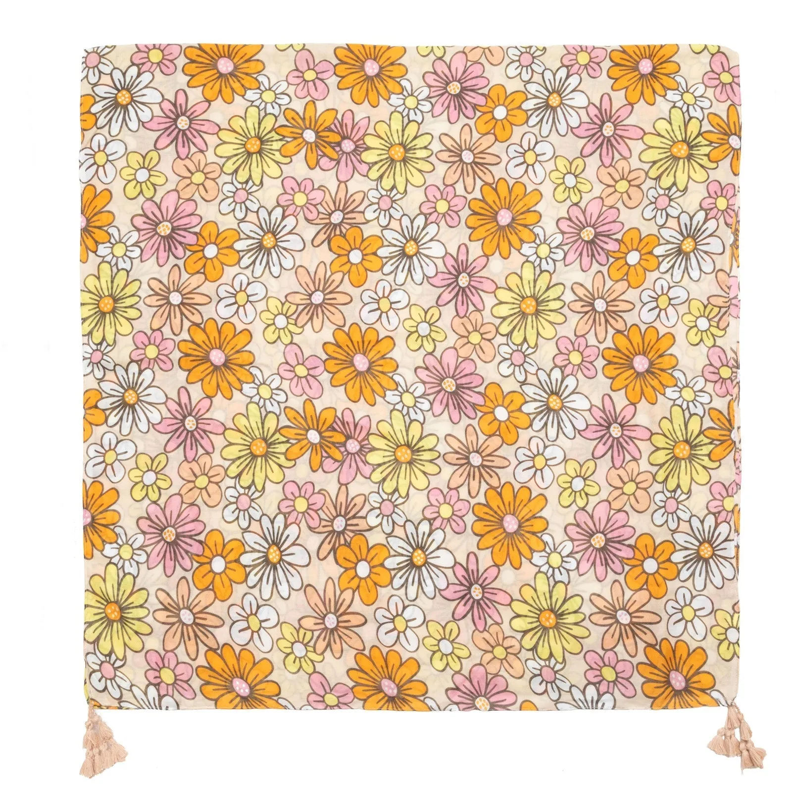Retro Retreat - Light Weight Woven Retro Floral Scarf