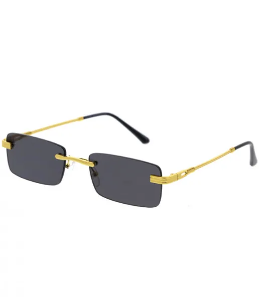 Rimless Gold Retro Square sunglasses