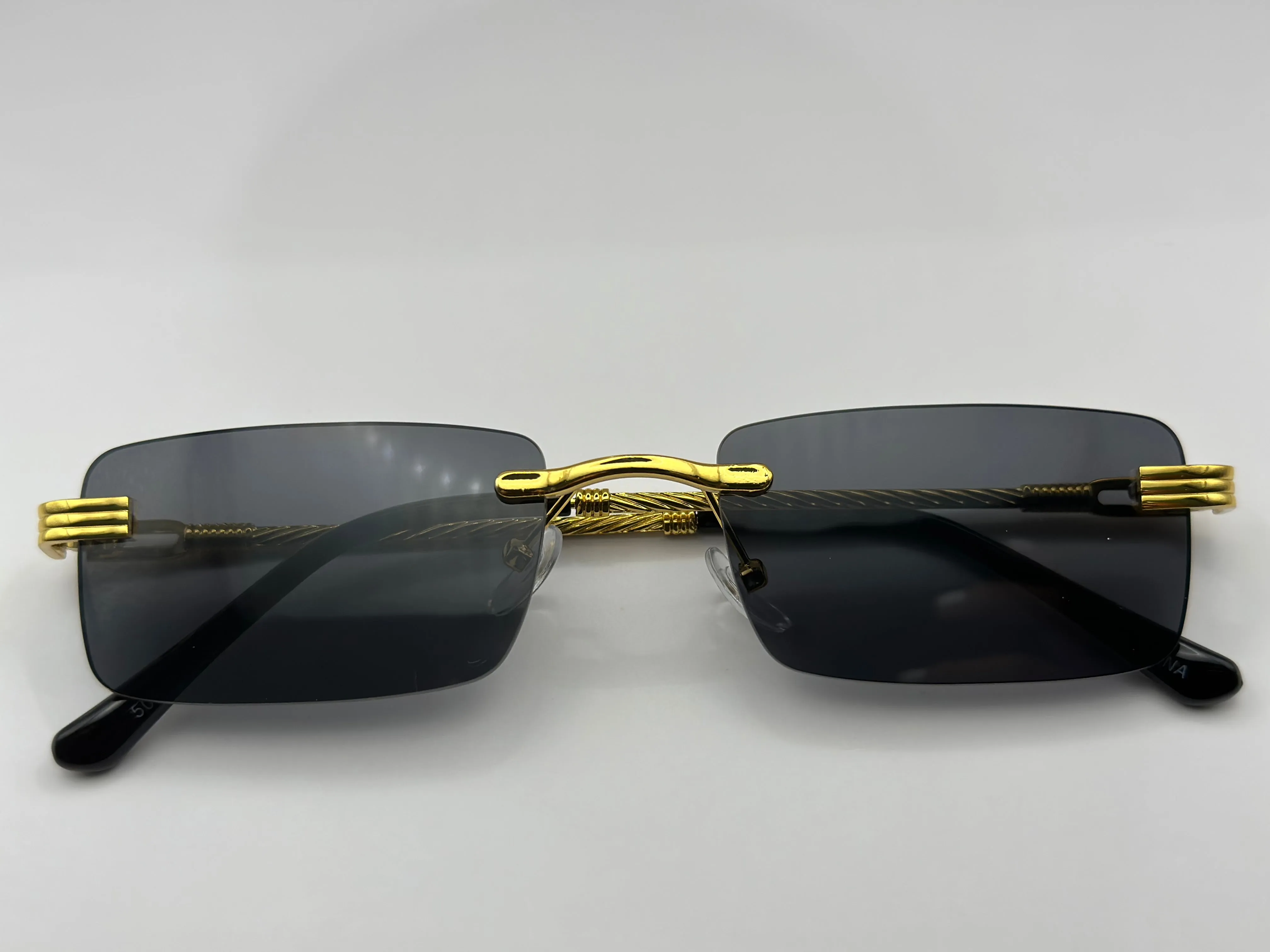 Rimless Gold Retro Square sunglasses
