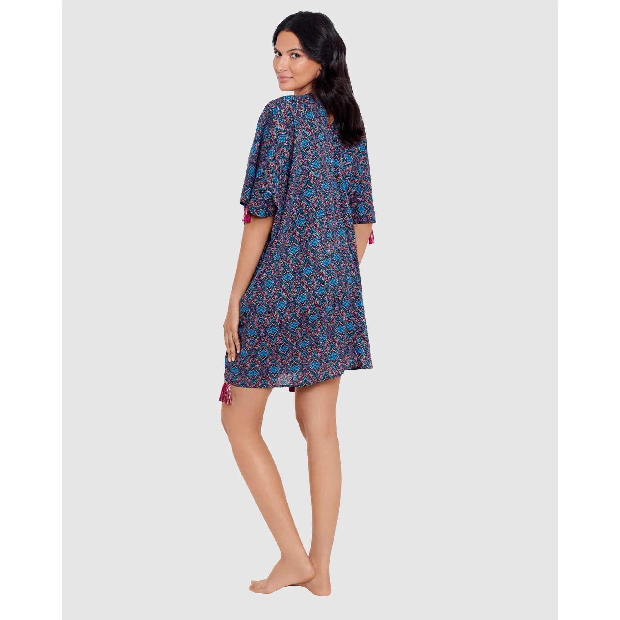 Romani Printed Cotton Caftan Beach Coverup