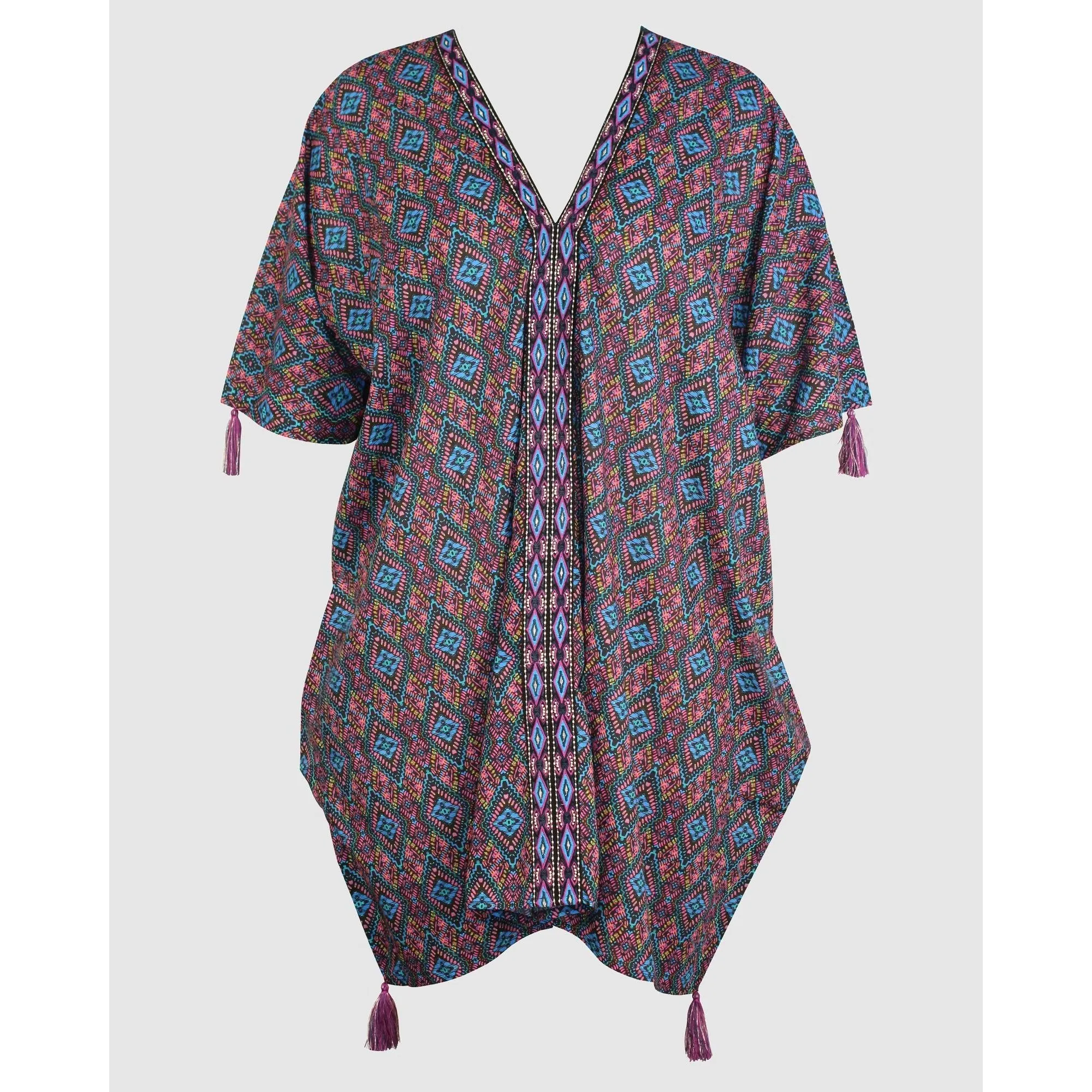 Romani Printed Cotton Caftan Beach Coverup
