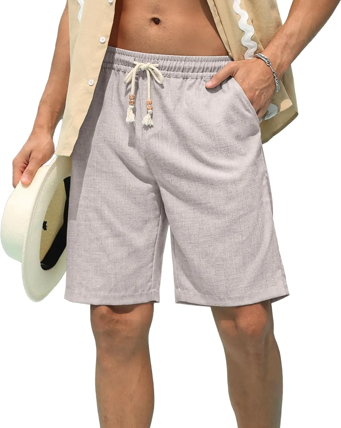 Sailwind Mens Linen Shorts Casual Drawstring Summer Beach Shorts