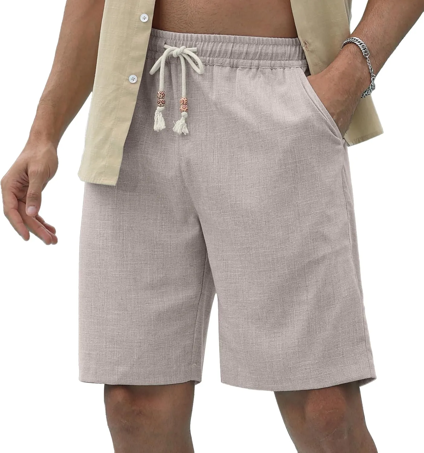 Sailwind Mens Linen Shorts Casual Drawstring Summer Beach Shorts