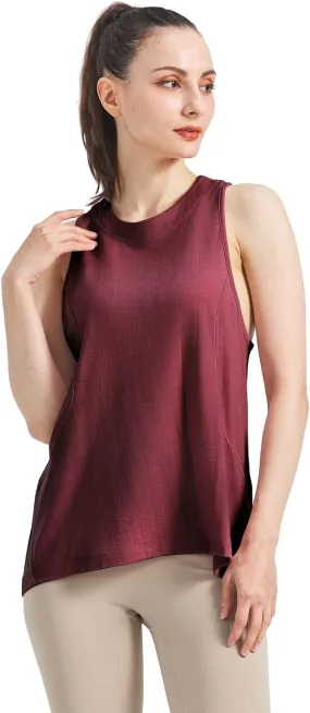 SHEEP RUN Merino Wool Tank Top Casual Yoga Shirt Wicking Breathable Light-Weight Shirt