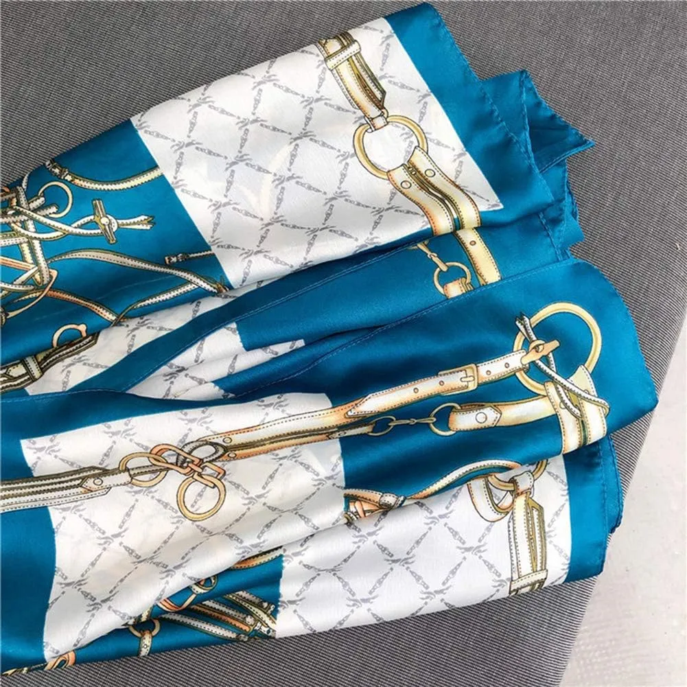 Silk Scarf for Women Fashion Floral Printed Large Lightweight Sunscreen Shawls Wraps Headscarf