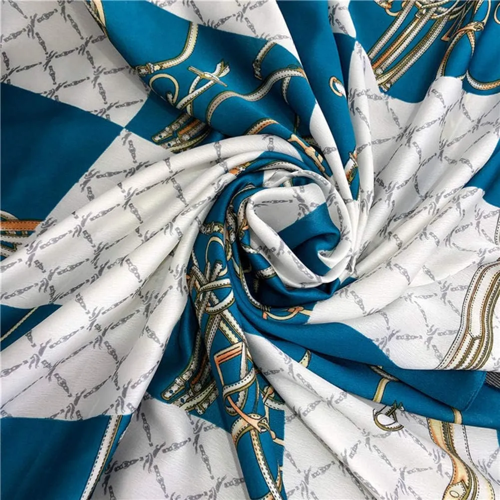 Silk Scarf for Women Fashion Floral Printed Large Lightweight Sunscreen Shawls Wraps Headscarf