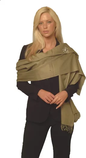 Solid Pashmina Shawl, Scarf, Wrap & Stole(Regular size) (Light Olive Green)