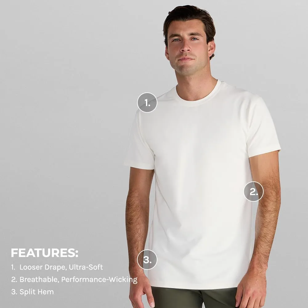 Split Hem Short Sleeve Men's T-Shirt - Polyester, Cotton, and Spandex Blend  Moisture Wicking, Breathable, Classic Fit