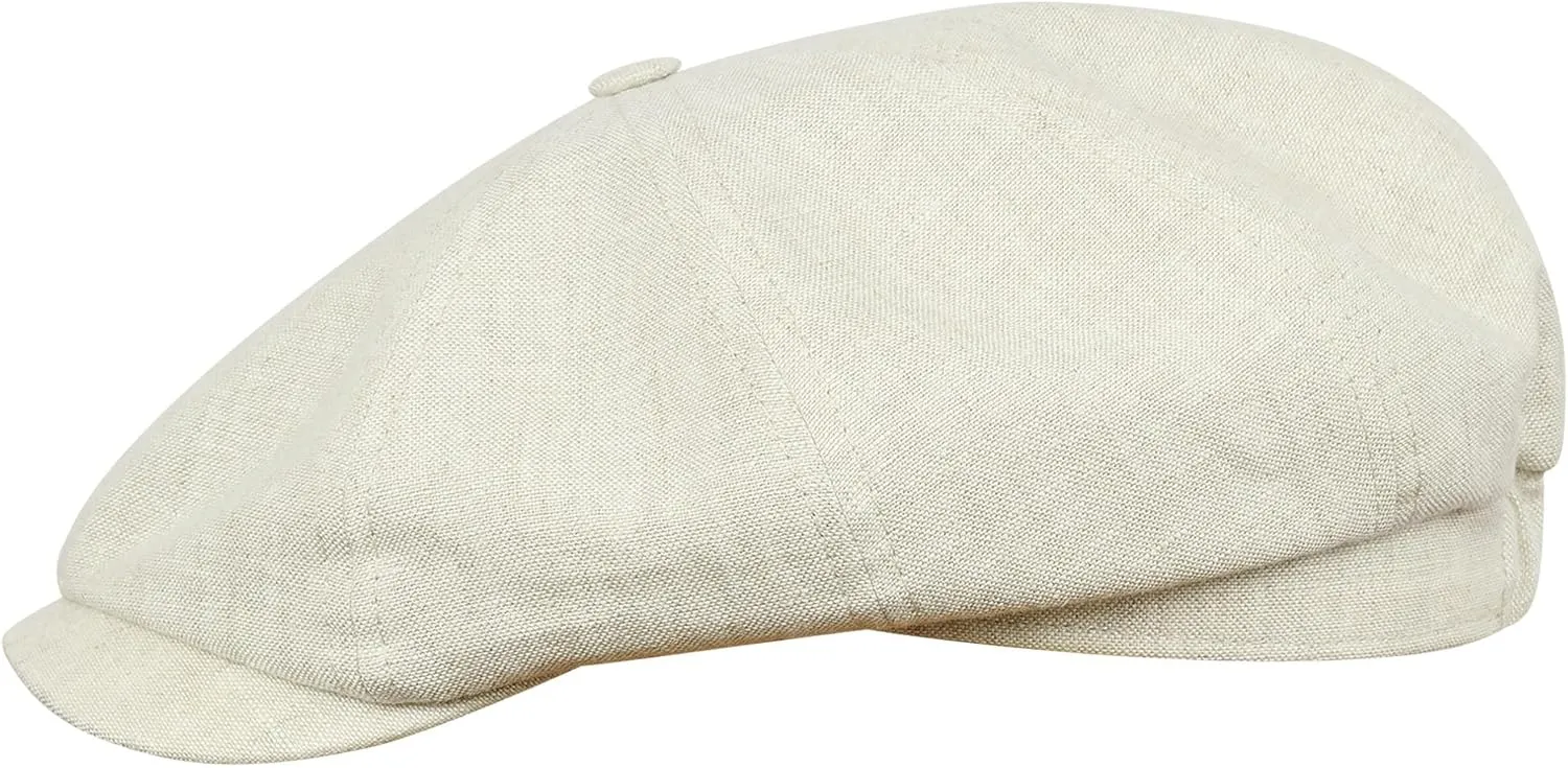 Sterkowski Rowdy Flat Cap for Men and Women | 100% Linen Newsboy Cap | Elegant 8 Panel Gatsby Cap