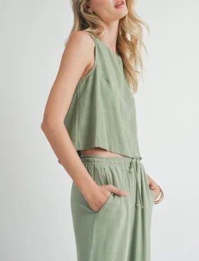 Sugarloaf Linen Tank | Sage