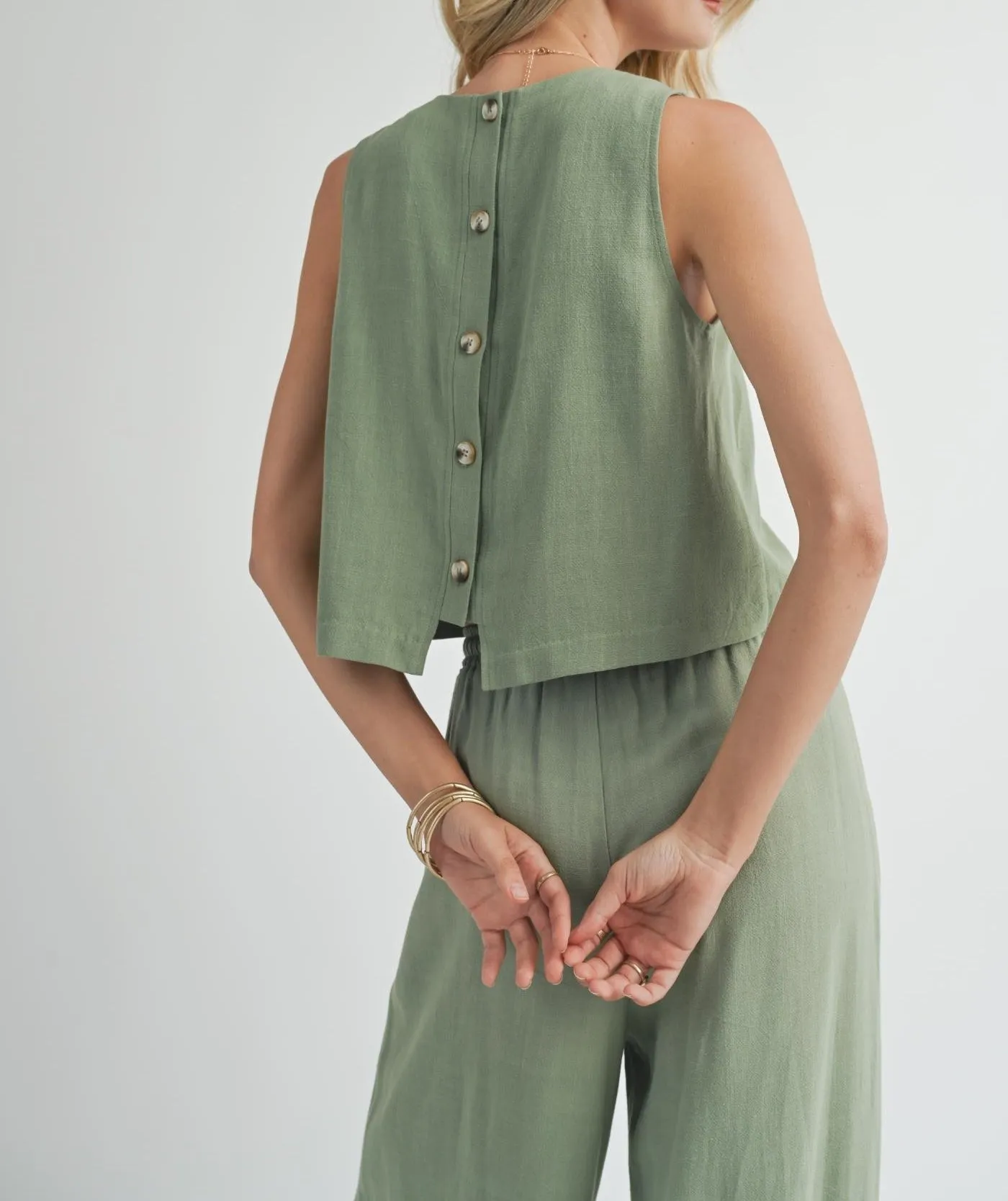 Sugarloaf Linen Tank | Sage