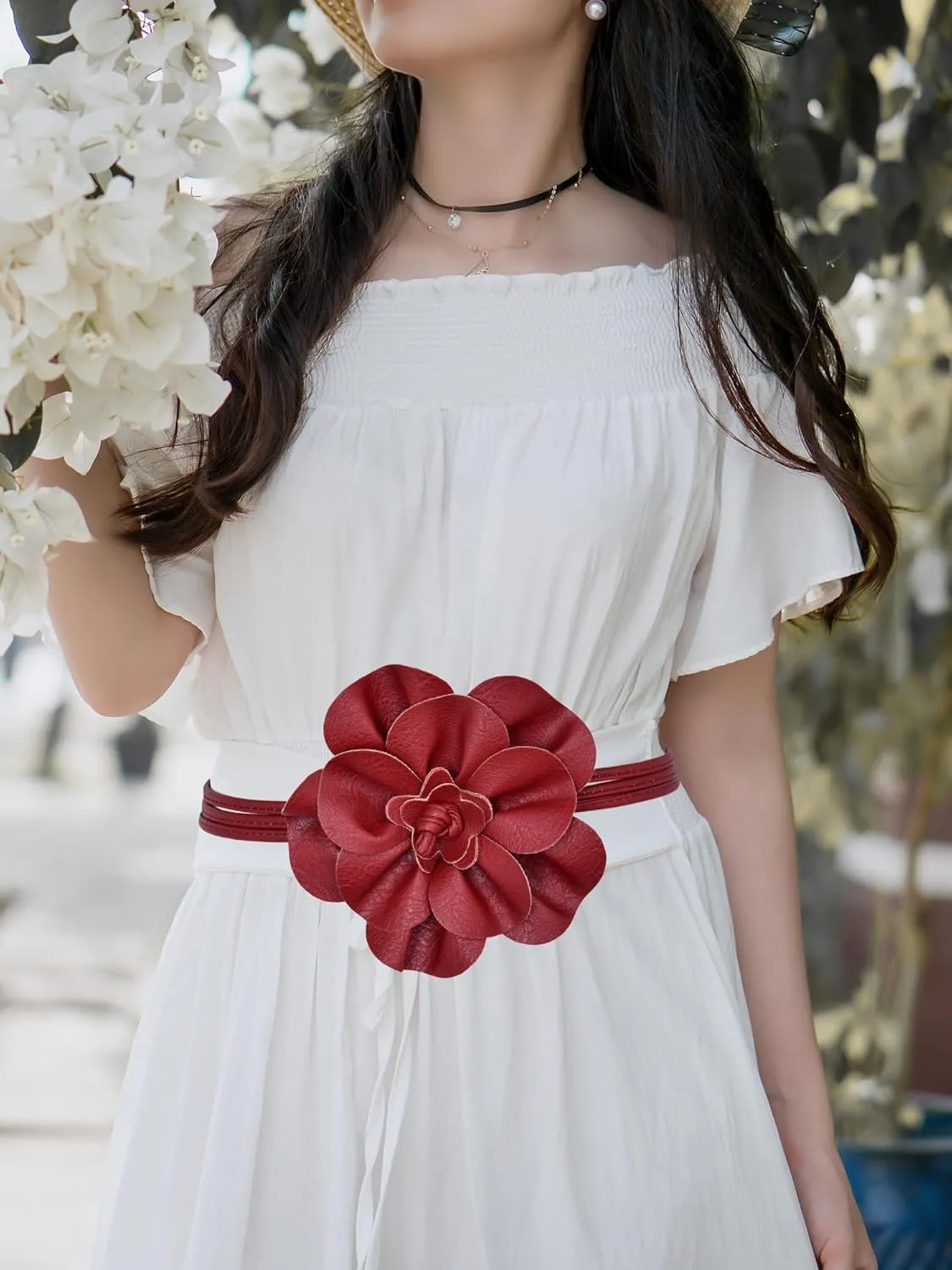 TeeYee Women Girls Big Decor Flower Waist Chain/Rope/Belt For Wedding Dress Female Waistband Skinny Belt