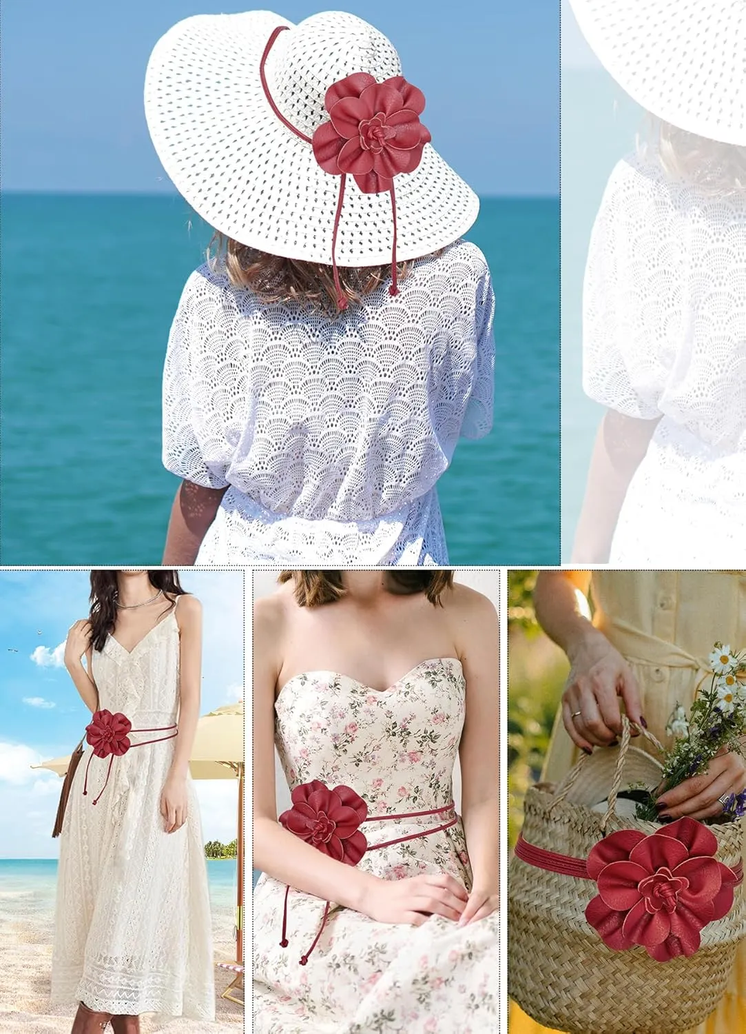 TeeYee Women Girls Big Decor Flower Waist Chain/Rope/Belt For Wedding Dress Female Waistband Skinny Belt