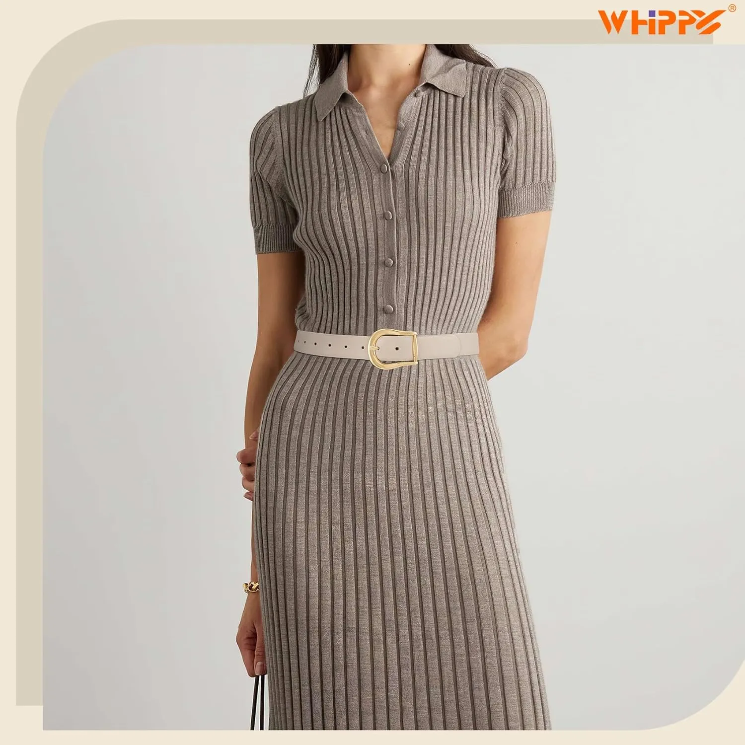 WHIPPY Women's Leather Belt for Jeans Pants Dresses Casual Fashion Waist Belt with Gold Buckle