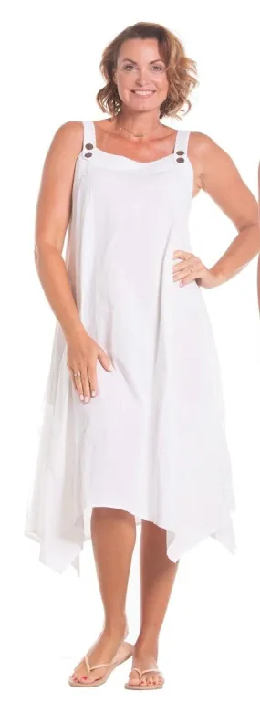 WHITE / ASYMMETRICAL  DRESS WITH POCKETS